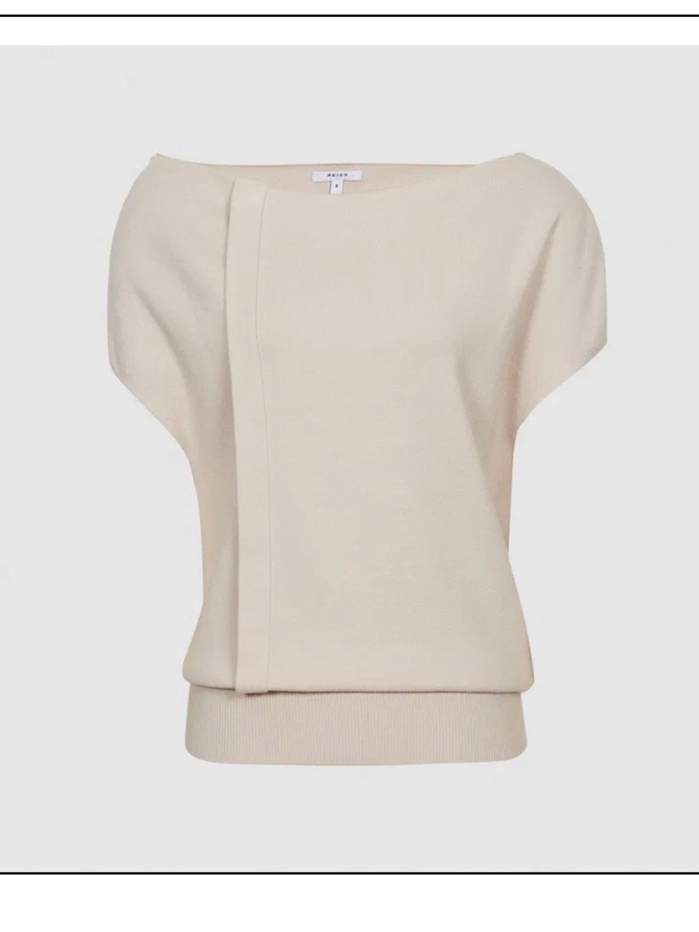 REISS Christa Draped Knit Top – XS – Blush Beige – Excellent Condition
